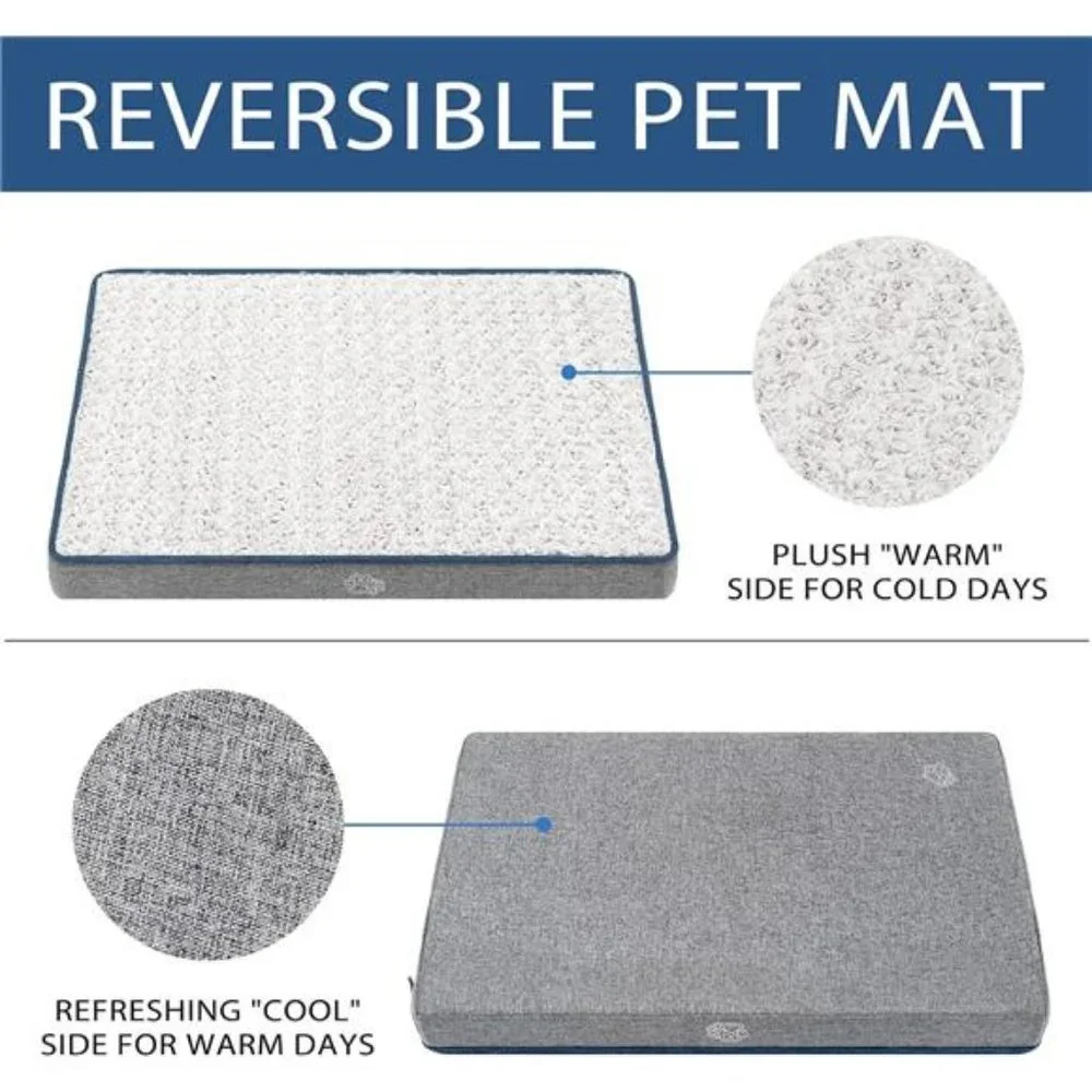 Water-Repellent DogBed for Crate Pad Reversible Cool &Warm,PetBeds with Washable